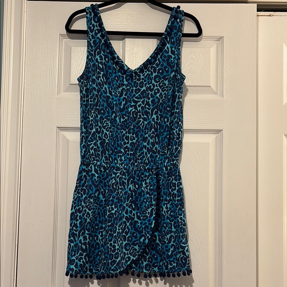 Lily Pulitzer Blue Leopard Print Romper Small 💙🩵🖤